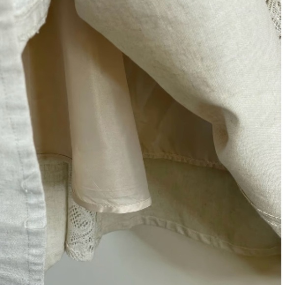 Country Lace Coldwater Creek Linen Blend MIDI Skirt Oatmeal Beige Size PS - Picture 7 of 12